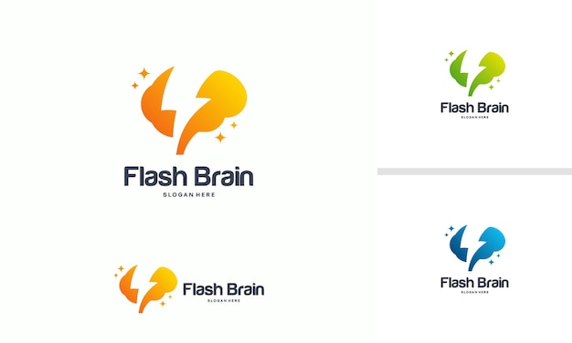 Концепция дизайна логотипа fast brain, шаблон логотипа brain