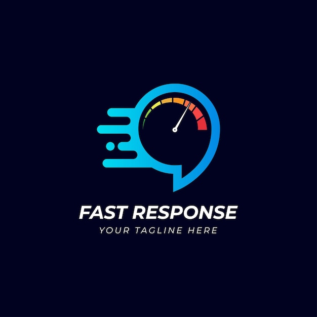 Vector fast chat vector logo with speed meter. this logo is suitable for fast response time, comment.