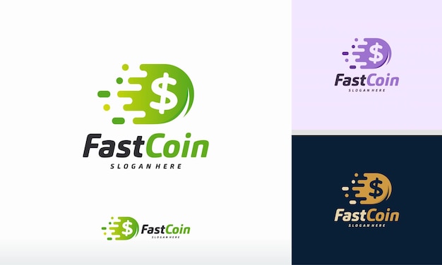 Fast Coinロゴデザインコンセプトベクトル、Fast Cashロゴテンプレート、Moneyロゴデザイン