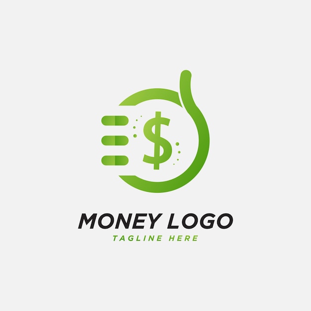 Fast coin logo with thumb up design concept vector fast cash logo template