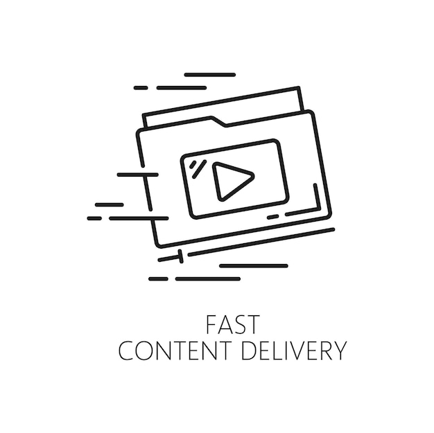 Icona della linea sottile cdn della rete di distribuzione rapida dei contenuti