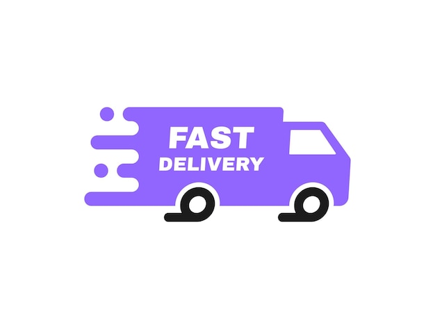 Fast delivery badge with truck Banner template design for shipping delivery and moving company Modern vector illustration