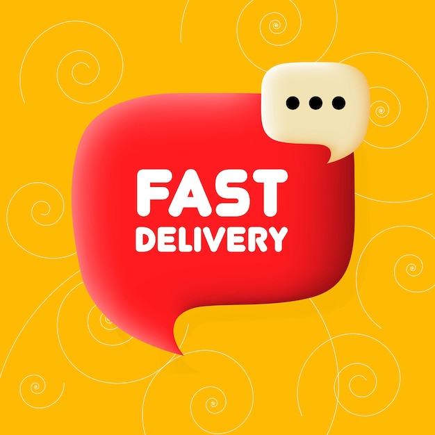 Fast delivery banner speech bubble with fast delivery text business concept 3d illustration spiral background vector line icon for business
