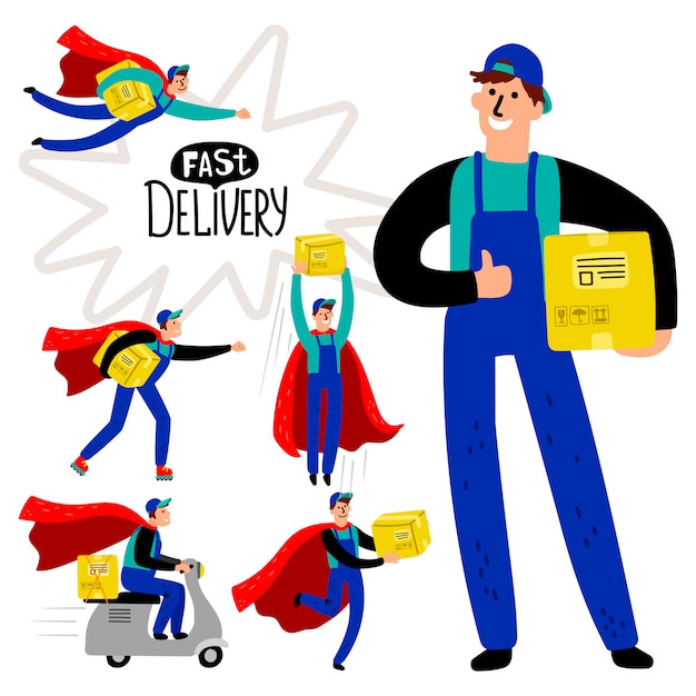 Fast delivery courier set