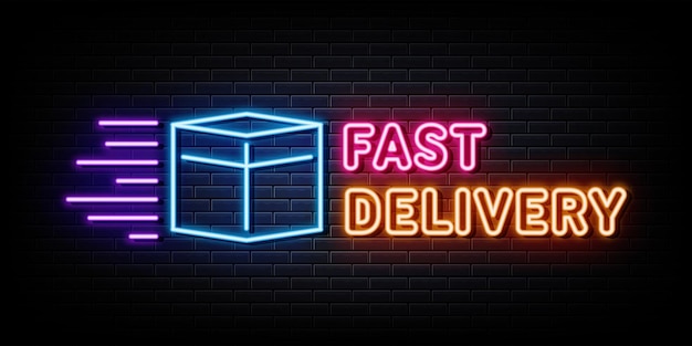 Fast Delivery Neon Sign Light Banner Vector Illustration