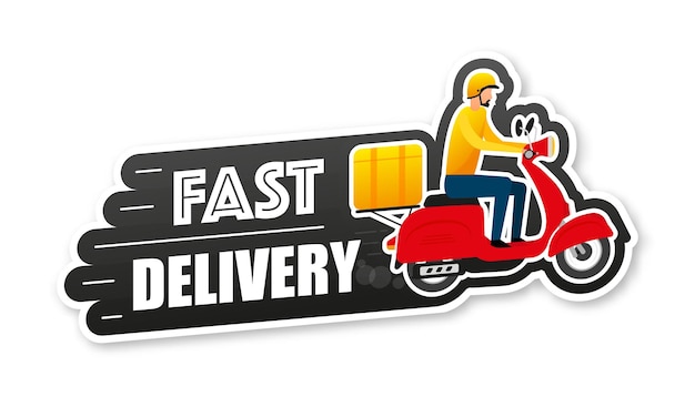 Fast delivery service badge Fast time delivery order with stopwatch on white background