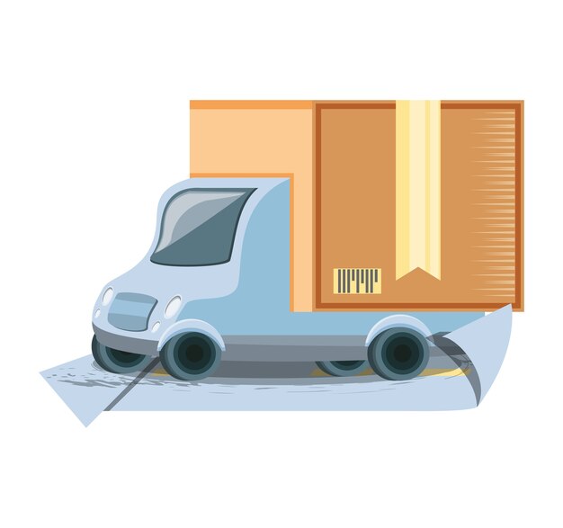 Vector fast delivery service with truck travel vector ilustration