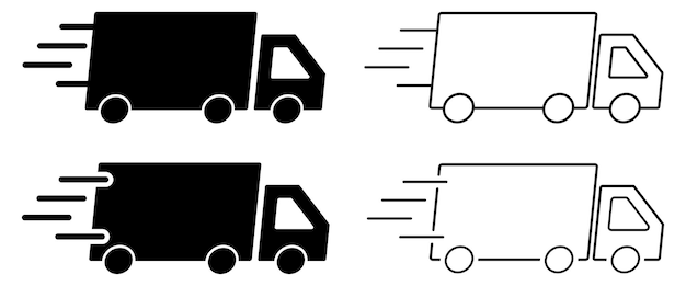 Fast delivery truck icon set