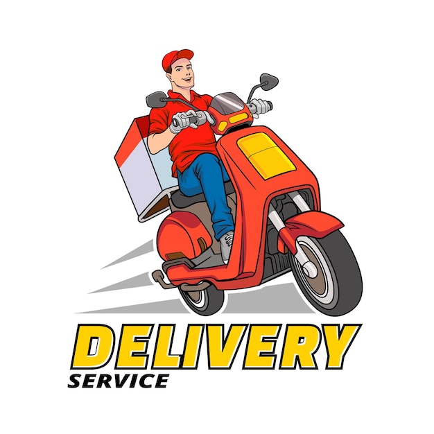 Fast delivery with motorcycle pop art comics style.