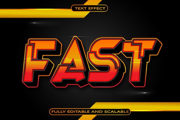 Vector fast editable text effect 3 dimension emboss neon style