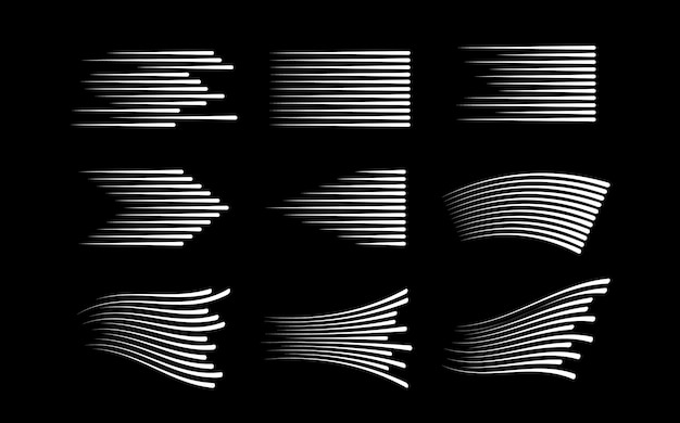 Fast effect lines White speed motion line designs isolated speeding burst vector different shapes illustration of line simple white speed