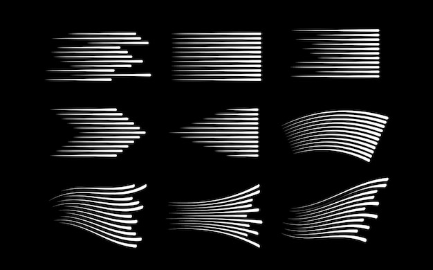 高速効果ライン白いスピード モーション ライン デザイン分離スピード違反バースト ベクトルさまざまな形ライン シンプルな白い速度のイラスト
