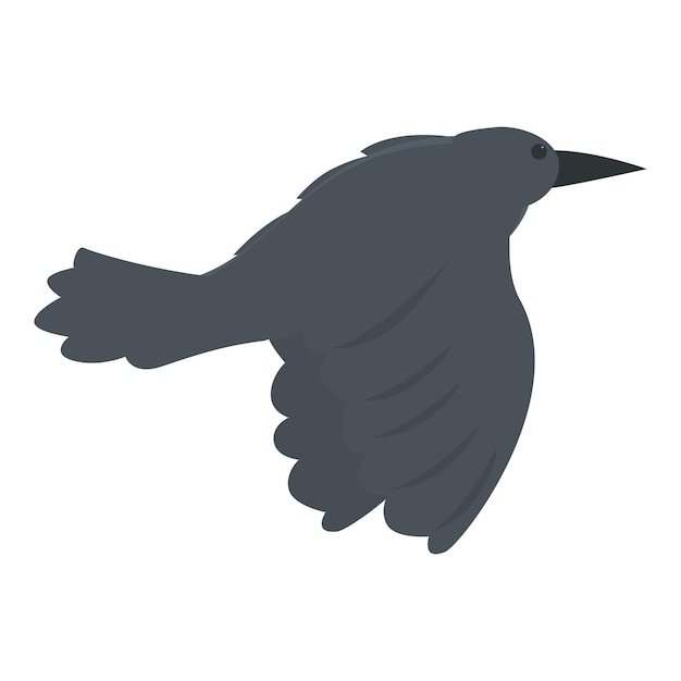 Vector fast fly crow icon cartoon vector raven bird ink flying