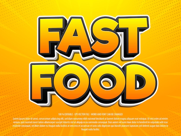 Fast food 3d style editable text effect
