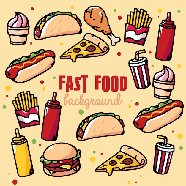 Vector fast food background illustration retro