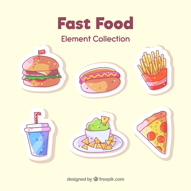 Collezione di badge fast food