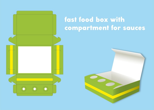fast food box with compartment for sauces