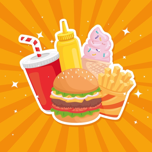 Illustrazione del pacchetto di fast food