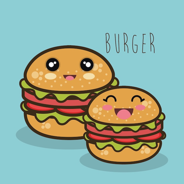 Vector fast food burger cartoon