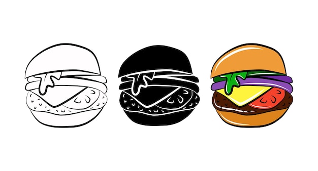 Vector fast food burger isolated icon