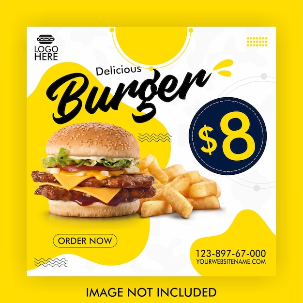 Fast food burger social media promotion banner template or website banner design