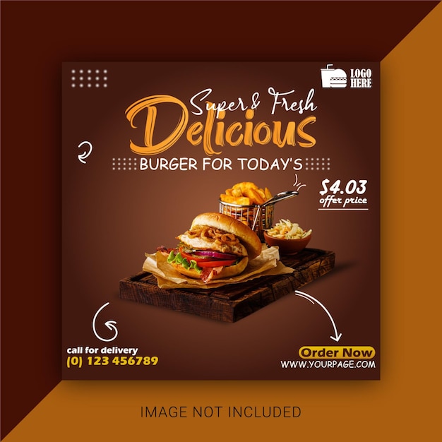 Fast food burger social media promotion banner