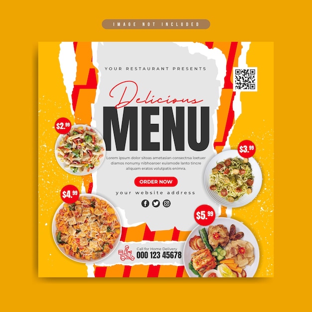 Fast food business marketing social media post or web banner