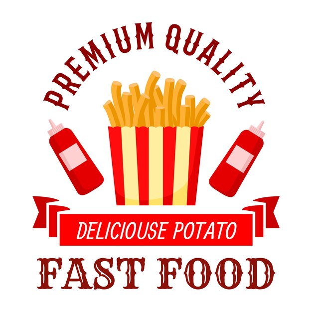 Fast food cafe symbol with takeaway french fries