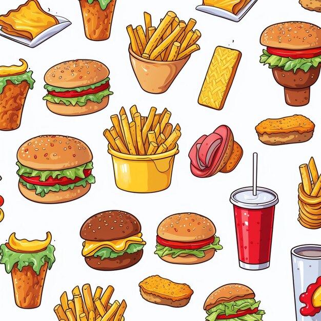 Vector fast food cartoon vector