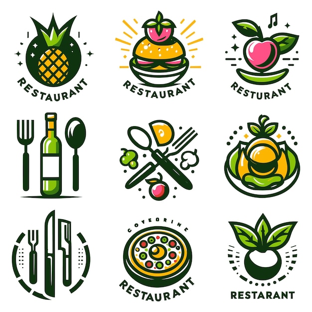 Fast food colorful set stickers