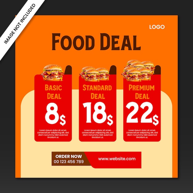 Vector fast food deals social media template