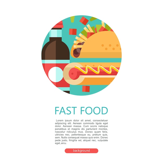 Vector fast food delicious food vector illustration in flat style