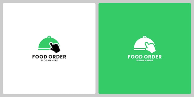 Progettazione del logo di consegna di fast food. modello di logo dell'ordine alimentare