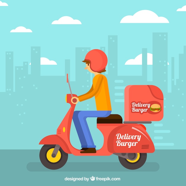 Fast food delivery on scooter