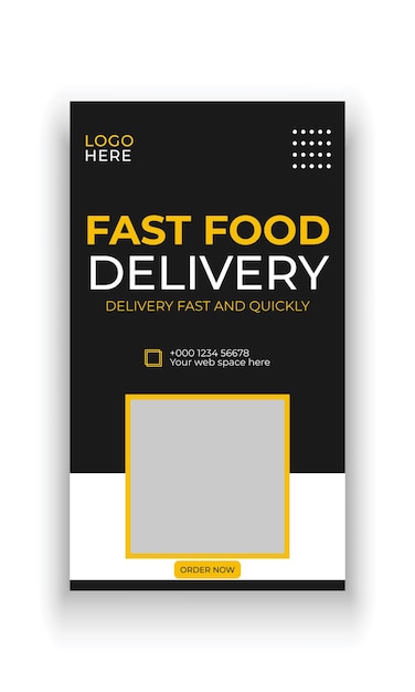 fast food delivery social media story banner template