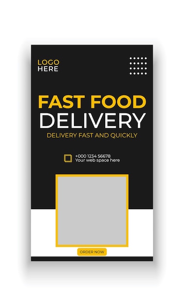 Vector fast food delivery social media story banner template