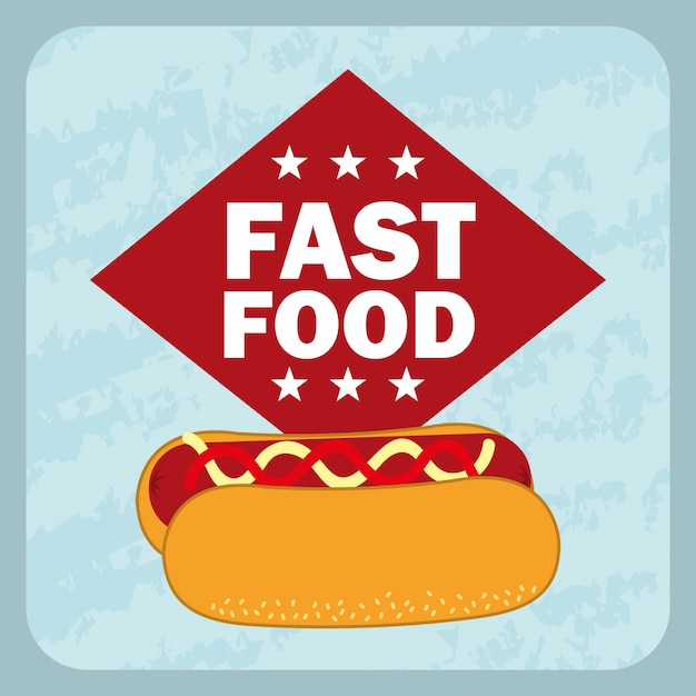 Progettazione di fast food su sfondo blu illustrazione vettoriale