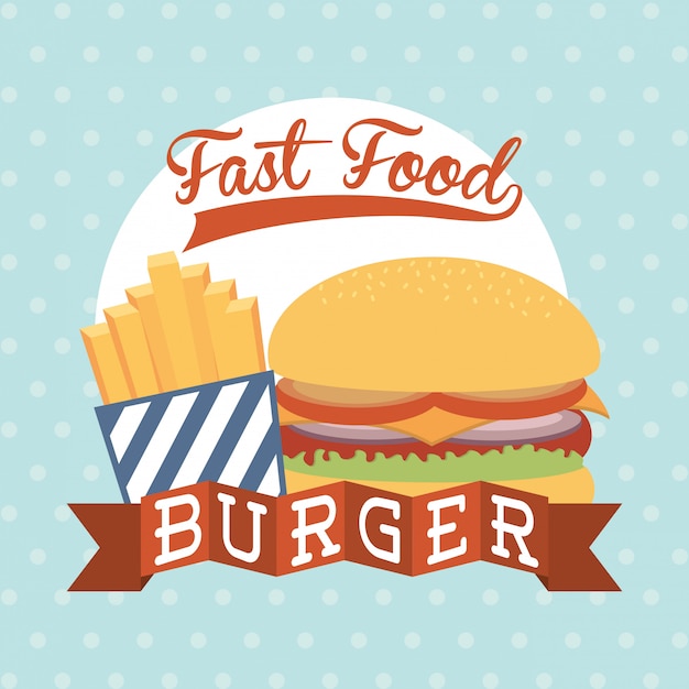 fast food design over dotted background vector illustration