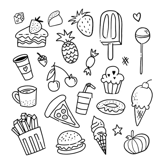 Fast food doodle vector illustration