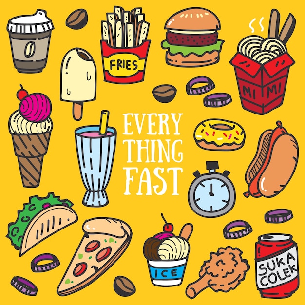 Doodle di fast food e bevande