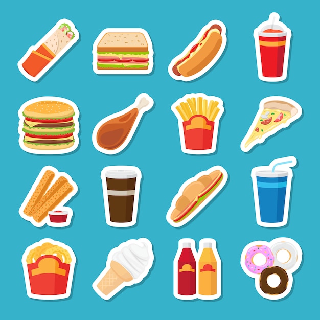 Fast food and drink stickers