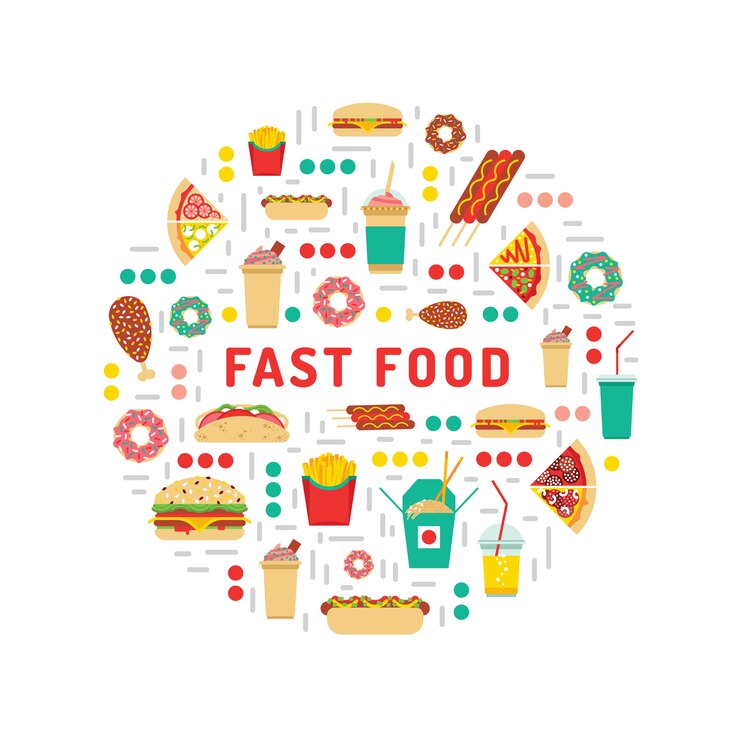 ファーストフードを食べる
