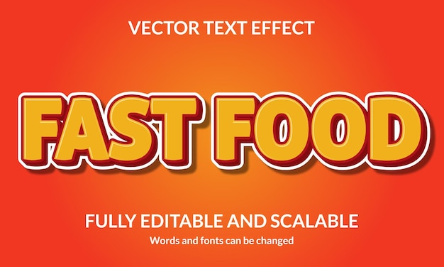 Vector fast food editable 3d text style effect