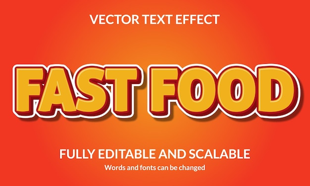 ベクトル ファーストフードの編集可能な 3d テキスト スタイル効果