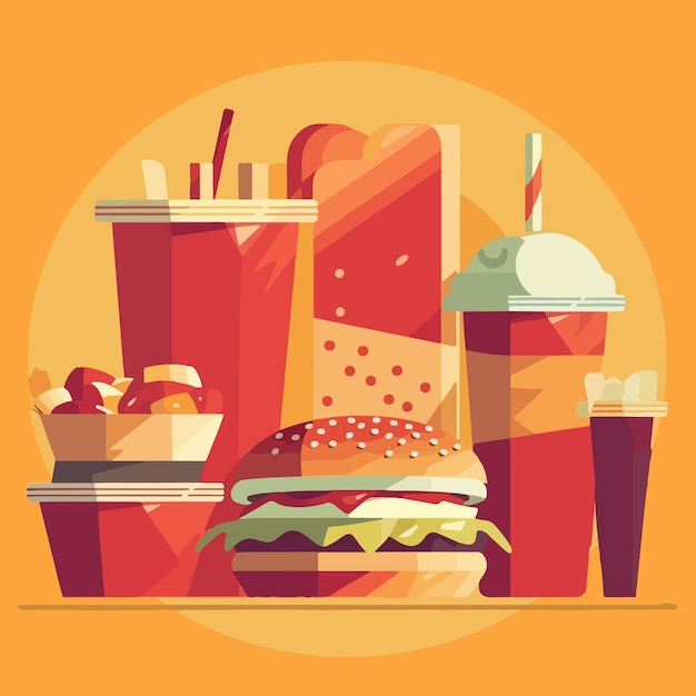 Vector fast food flat vector illustration