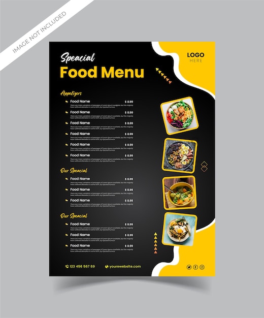 Vector fast food flyer design template koken café en restaurant menu eten bestellen junk food pizza