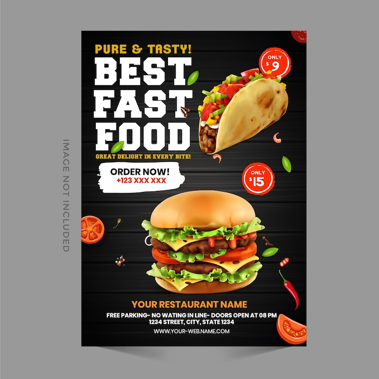 Vector fast food flyer design