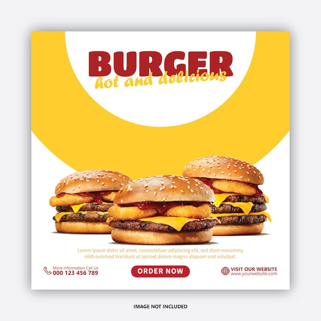 Fast food hamburger sociale media sjabloon