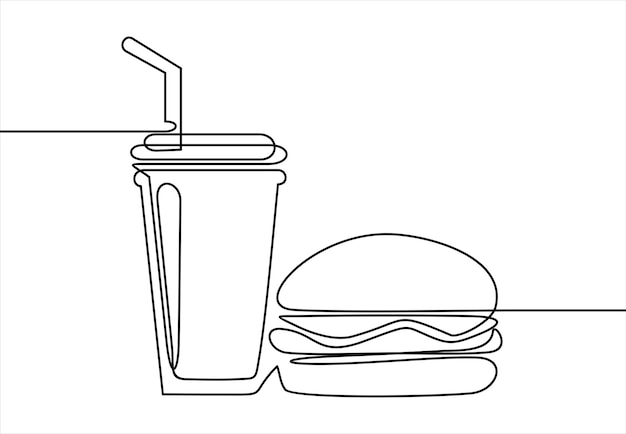 Fast Food Hamburger Soft DrinkEenvoudige online tekening