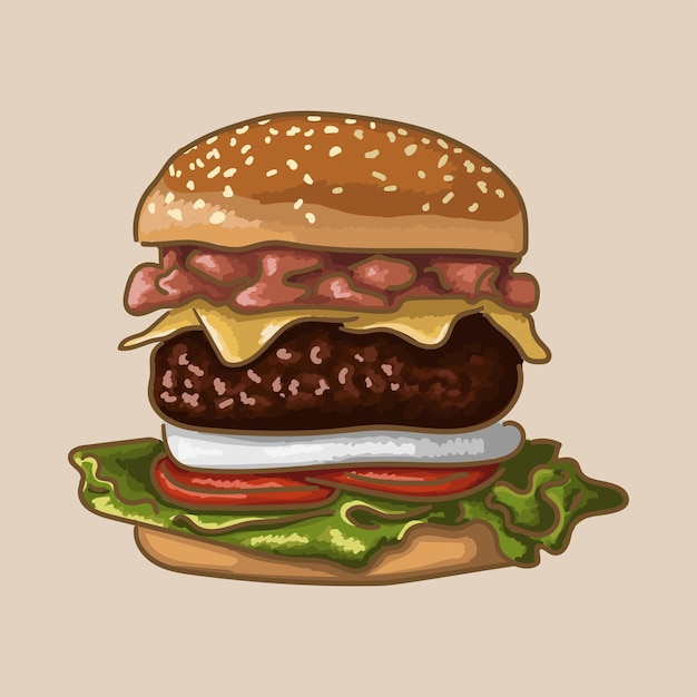 Fast food. Hamburger. Vectorafbeeldingen.